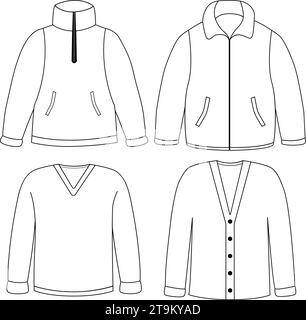 Hand drawn flat kids casual sweater clothes vector design Stock Vector