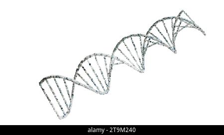 3D Rendering of DNA Double Helix Structures in Blue and White. 3D render. Stock Photo