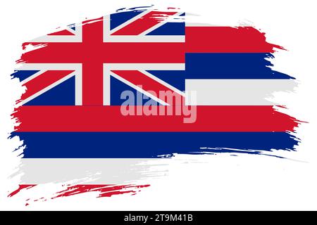 Hawaii US State brush stroke flag vector background. Hand drawn grunge style painted isolated banner. Stock Vector