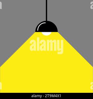 Ceiling lamp with yellow light on grey background, simple drawing for logo and icon Stock Vector
