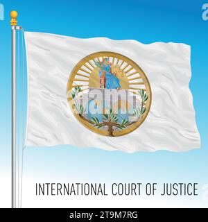 International Court of Justice waving flag, international organization, vector illustration Stock Vector