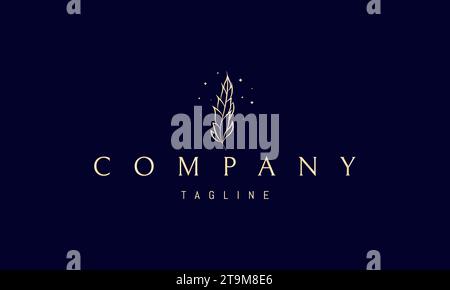 Vector golden logo with an abstract image of a wheat ear. Stock Vector
