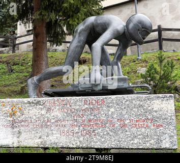 Cresta rider bronze statue, St.Moritz, Switzerland Stock Photo