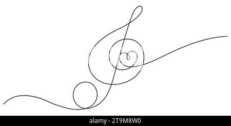 music lover concept with music notes and heart shape in one line drawing minimalist vector Stock Vector