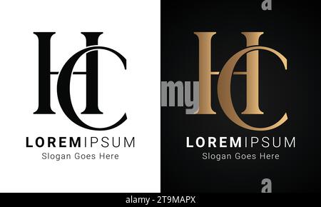 Luxury Initial CH or HC Monogram Text Letter Logo Design Stock Vector