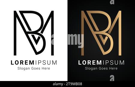 Luxury Initial MB or BM Monogram Text Letter Logo Design Stock Vector