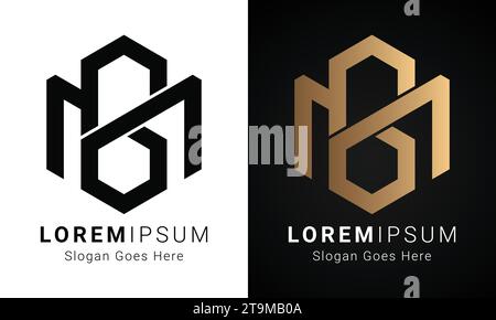 Luxury Initial MB or BM Monogram Text Letter Logo Design Stock Vector