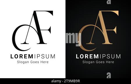 Luxury Initial AF or FA Monogram Text Letter Logo Design Stock Vector