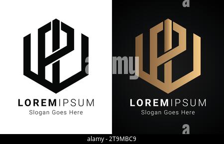 Luxury Initial WP or PW Monogram Text Letter Logo Design Stock Vector