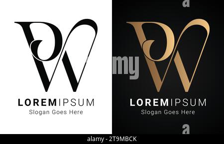 Initial letter W and P, WP monogram logo design with laurel wreath ...