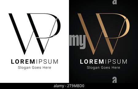 Luxury Initial WP or PW Monogram Text Letter Logo Design Stock Vector