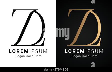 Luxury Initial ZD or DZ Monogram Text Letter Logo Design Stock Vector