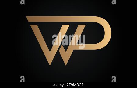 Luxury Initial WP or PW Monogram Text Letter Logo Design Stock Vector