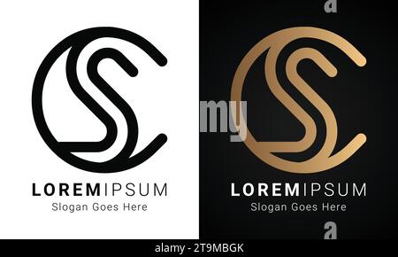 Luxury Initial CS or SC Monogram Text Letter Logo Design Stock Vector