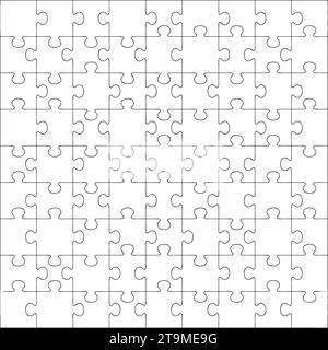 Jigsaw puzzle background with blank pieces isolated on white Stock Vector