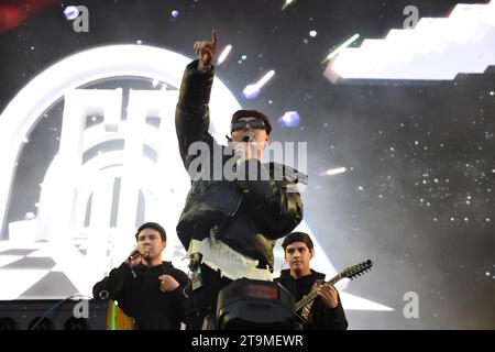 Mexico City, Mexico. 25th Nov, 2023. November 25, 2023, Mexico City, Mexico: Mexican singer Gabito Ballesteros, performs on stage as part of the 'Coca Cola Flow Fest 2023' reggaeton music Festival at Autodromo Hermanos Rodriguez. on November 25, 2023 in Mexico City, Mexico. (Photo by Essene Hernandez/ Eyepix/Sipa USA) Credit: Sipa USA/Alamy Live News Stock Photo