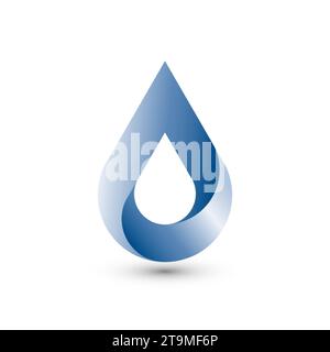 3D Water drop logo design. Blue Droplet icon abstract symbol element, vector template splash style. Waterdrop Oil Aqua droplet Logotype concept sign Stock Vector