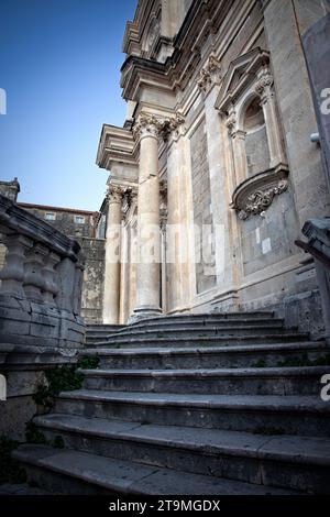 The Church of St Ignatius - or the Jesuits, as the people of Dubrovnik, Croatia call it -  opened in 1729. Stock Photo