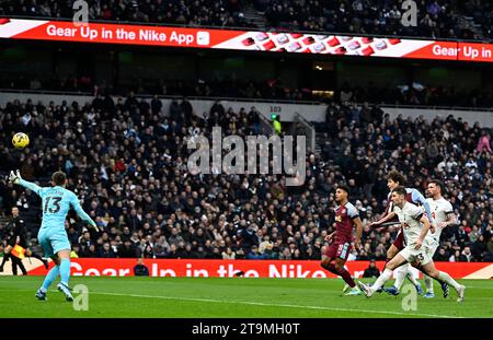 London, UK. 26th Nov, 2023. GOAL. Pau Torres (Villa, 2nd right) scores the first Aston Villa goal during the Tottenham V Aston Villa Premier League match at the Tottenham Hotspur Stadium. Credit: MARTIN DALTON/Alamy Live News Stock Photo