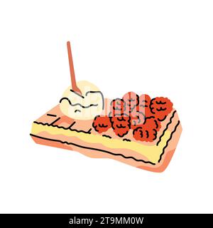 Belgian waffle color element. Cartoon waffled cookie. Isolated vector illustration. Stock Vector