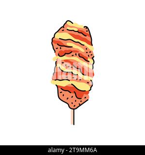 Corn dog color element. Cartoon street food. Isolated vector illustration. Stock Vector