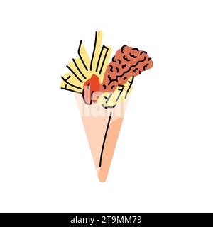 Fish and chips color element. Cartoon street food. Isolated vector illustration. Stock Vector