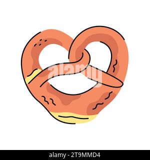 Pretzel color element. Cartoon street food. Isolated vector illustration. Stock Vector