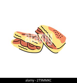 Sandwiches color element. Cartoon street food. Isolated vector illustration. Stock Vector