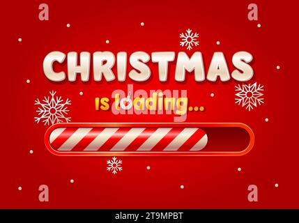 Candy cane progress bar. Striped candycane stick load or download stripe, waiting new year advent countdown xmas winter coming christmas party ornament vector illustration of download load progress Stock Vector