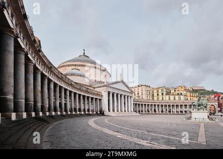 Naples, Italy - November 7 2023: Basilica of San Francesco di Paola, located on Piazza del Plebiscito Stock Photo