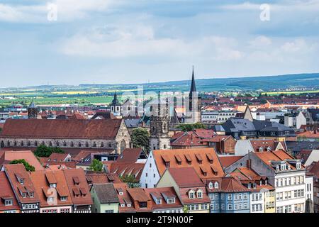 Erfurt Cathedral and Severikirche, St Severus's Church from the Petersberg Citadel, Erfurt, the capital and largest city in Thuringia, Germany. Stock Photo