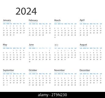 2024 year simple vertical calendar in french language, typographic calendar  on white Stock Vector Image & Art - Alamy