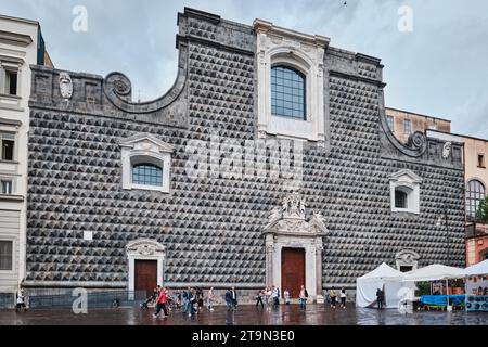 Naples, Italy - November 8 2023: The church of Chiesa Del Gesu Nuovo Stock Photo