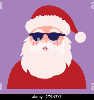 Cool Santa Claus Cartoon in Sunglasses and Festive Hat Stock Vector