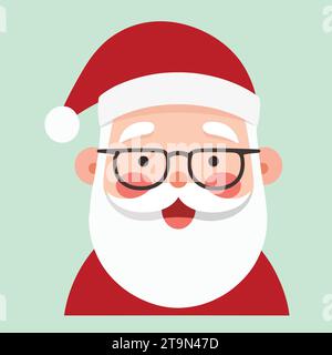 Jovial Cartoon Santa Claus with Glasses and Red Hat Stock Vector