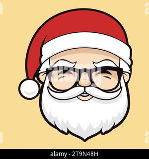Jubilant Cartoon Santa Claus with Glasses and Red Hat Stock Vector