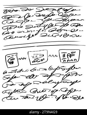 Abstract handwritten text, notes, scribbles, Stock Photo