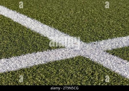 white lines on artificial turf Stock Photo