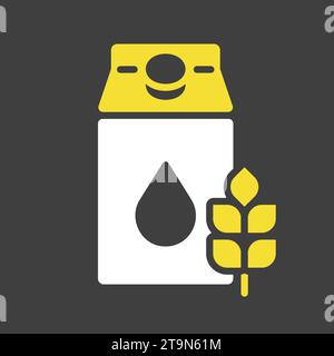 Carton of milk with flavor cereal vector on dark background icon. Dairy product sign. Graph symbol for cooking web site and apps design, logo, app, UI Stock Vector