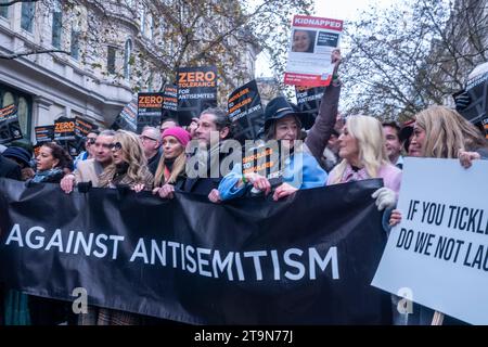 Whitehall, London, UK, 26th November 2023 Solidarity March Against Anti Semitism. Chief Rabbi Efriam Mervis, and celebrities Tracey Oberman, Vanessa Feltz, Rachel Riley, Maureen Lipman and others lead a 105.000 people strong march too Parliament Square against anti semitism. The peaceful gathering was the largest ever to have taken place in the UK against anti semitism where people from different parts of the UK and of differing religions came together in support of the Jewish people of the UK. Credit: Rena Pearl/Alamy Live News Stock Photo