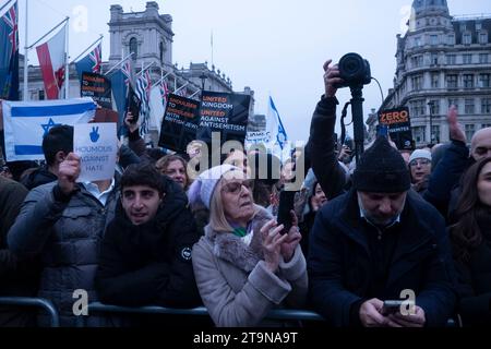 Whitehall, London, UK, 26th November 2023 Solidarity March Against Anti Semitism. 105.000 people from across the UK marched in solidarity from the Royal Courts of Justice to Parliament Square.The march was the largest gathering in the UK against antisemitism. Famous faces could be seen leading the march. Credit: Rena Pearl/Alamy Live News Stock Photo