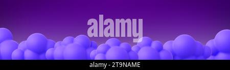 Color 3d clouds banner template. Realistic cloud, mystical abstract background for advertising, poster or horizontal flyer, vector art design Stock Vector