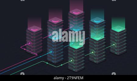 Database dark concept Stock Vector