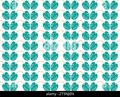 Luxury Nature green background vector Floral pattern, Golden split leaf Philodendron plant illustration Stock Vector