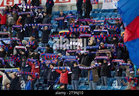 Oslo, Norway. 25th Nov, 2023. Oslo, Norway, November 25th 2023: Supporters of Valerenga are seen before the Norwegian Championship final football match between Rosenborg and Valerenga at Ullevaal Stadium in Oslo, Norway (Ane Frosaker/SPP) Credit: SPP Sport Press Photo. /Alamy Live News Stock Photo