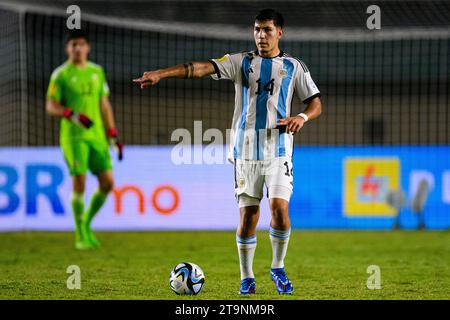 Bandung, Java, Indonesia. 21st Nov, 2023. Si Jalak Harupat Stadium Bandung, Java, Indonesia - November 21: Tobias Palacio of Argentina gestures during FIFA U-17 World Cup Round of 16 match between Argentina and Venezuela at Si Jalak Harupat Stadium on November 21, 2023 in Bandung, Java, Indonesia. (Photo by Sports Press Photo) (Eurasia Sport Images/SPP) Credit: SPP Sport Press Photo. /Alamy Live News Stock Photo