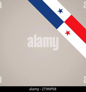 Corner slanted ribbon flag of Panama for a top right aera of a page. Stock Vector