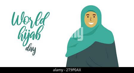 World Hijab Day February 1 popular holiday. Happy woman in hijab ...