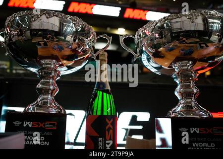Melbourne, Australia, 25 November, 2023. The trophies wait to be awarded during the WSX Australian Grand Prix  at Marvel Stadium  on November 25, 2023 in Melbourne, Australia. Credit: Dave Hewison/Alamy Live News Stock Photo