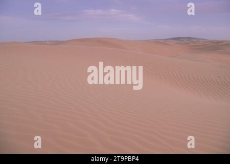 Tengri Desert in the Inner Mongolia Autonomous Region in China. Sunset picture with copy space for text Stock Photo